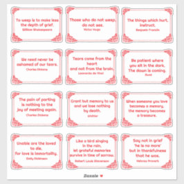 悲しみ引用文のバラコーナーフレーム赤白 シール