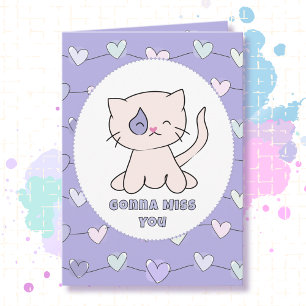悲し恋しく思い猫漫画のおもしろいことわざ カード