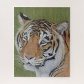 悲し絵画い目をした野生動物の虎の大きな猫 ジグソーパズル (縦)
