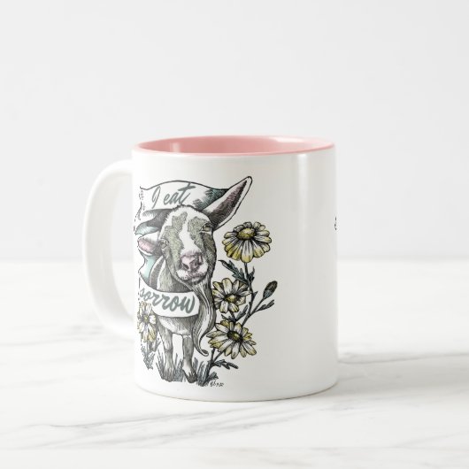 悲し食べみ：ヤギとデイジーの幸せ ツートーンマグカップ (正面左)