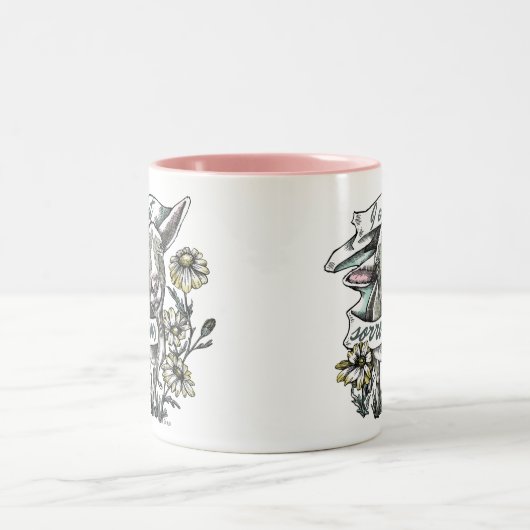 悲し食べみ：ヤギとデイジーの幸せ ツートーンマグカップ (中央)