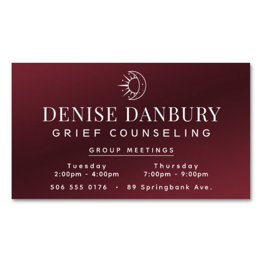 悲エレガント情相談会 マグネット名刺 (正面)