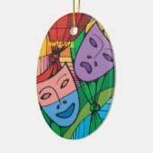 悲劇および喜劇の劇場の記号のオーナメント セラミックオーナメント (左)