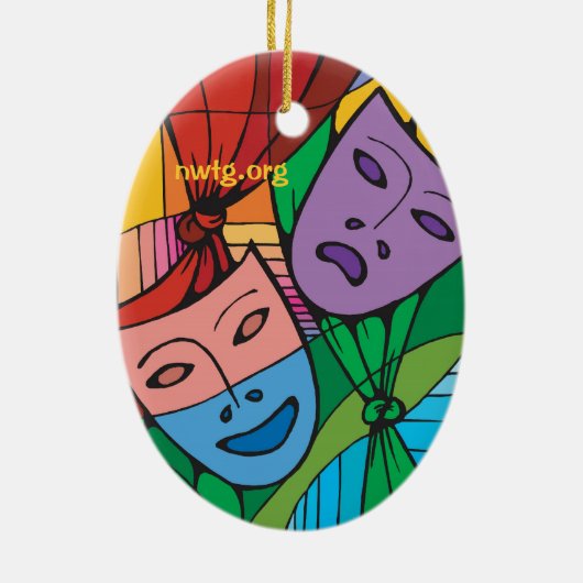 悲劇および喜劇の劇場の記号のオーナメント セラミックオーナメント (裏面)