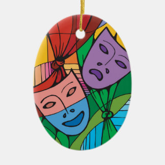 悲劇と喜劇の演劇のシンボルオーナメント セラミックオーナメント