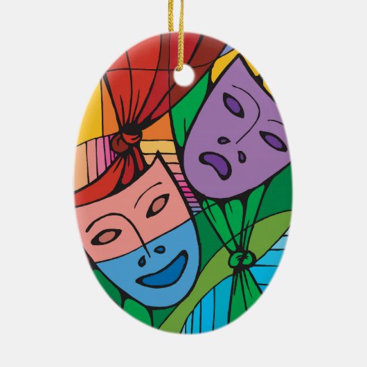 悲劇と喜劇の演劇のシンボルオーナメント セラミックオーナメント (裏面)