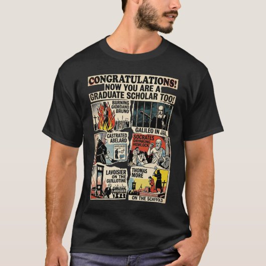 "悲劇の学者" ダークアカデミア卒業 Tシャツ (正面)