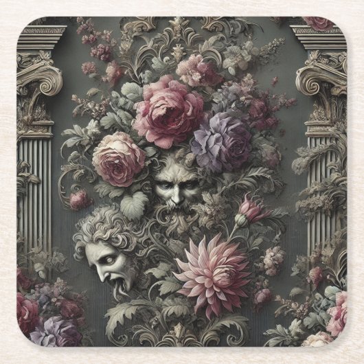 悲劇合唱団 – ゴシックビクトリアンデザイン スクエアペーパーコースター (正面)