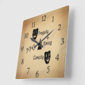 悲劇+タイミングがコメディシアターに匹敵 スクエア壁時計 (傾斜)