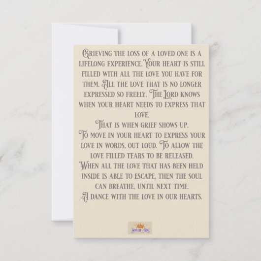 悲嘆と勇気付けられるのグリーティングカード (裏面)