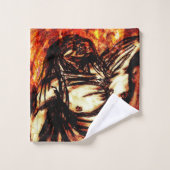 悲嘆と憂鬱の炭のスケッチオン火 バスタオルセット (ウォッシュタオル)