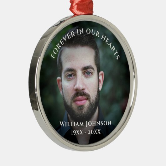 悲嘆の記憶お祝いの人生のカスタム写真 メタルオーナメント (右)