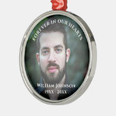 悲嘆の記憶お祝いの人生のカスタム写真 メタルオーナメント (左)