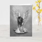 悲痛なエンジェルグリーティングカード カード (黄色い花)