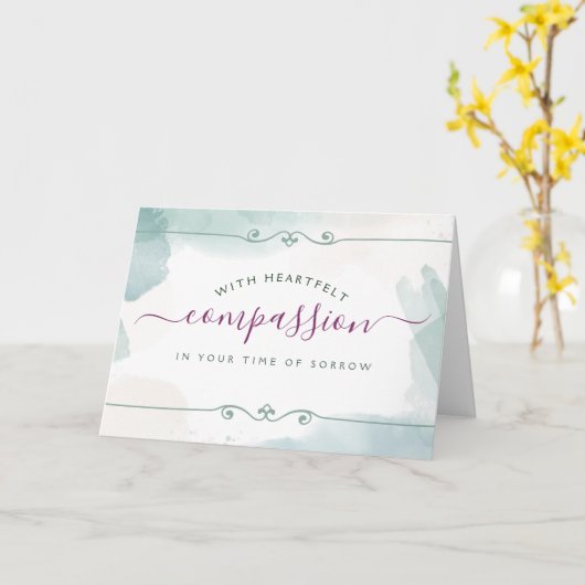 悲痛な思いやりの水彩悔やみや弔慰 カード (黄色い花)