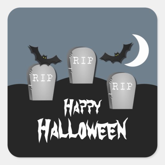 悲観的な墓地ハロウィーンステッカー スクエアシール (正面)