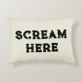 「悲鳴はこちら」タイポグラフィハロウィーンおもしろいストレス アクセントクッション (正面)