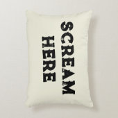 「悲鳴はこちら」タイポグラフィハロウィーンおもしろいストレス アクセントクッション (正面(垂直))