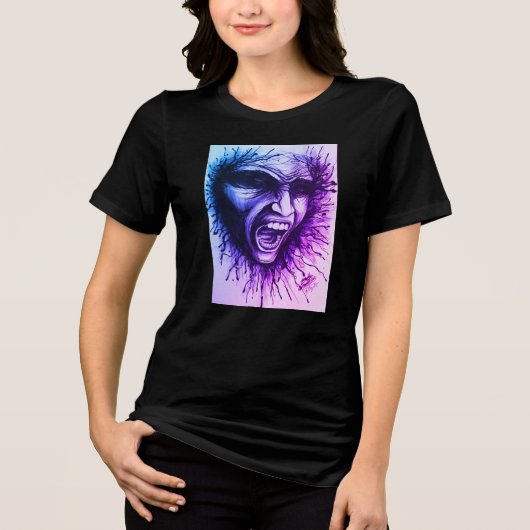 悲鳴をあげる顔Tシャツ トライブレンドＴシャツ (正面)