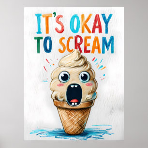 悲鳴を上げても大丈夫 – Ice おもしろい Cream Poster ポスター