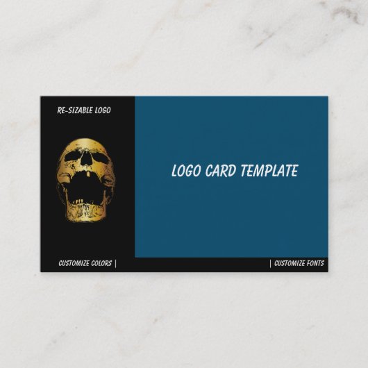 悲鳴スカル-金ゴールドスカルロゴ 名刺 (正面)