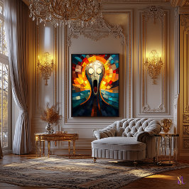 悲鳴ステンドグラスのモザイク画 キャンバスプリント