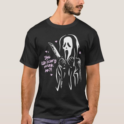 悲鳴幽霊顔怖い映画も好きボイ Tシャツ (正面)
