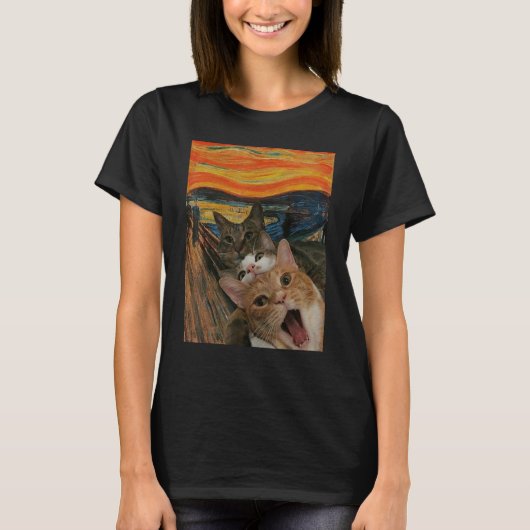 悲鳴絵画猫の猫 Tシャツ (正面)