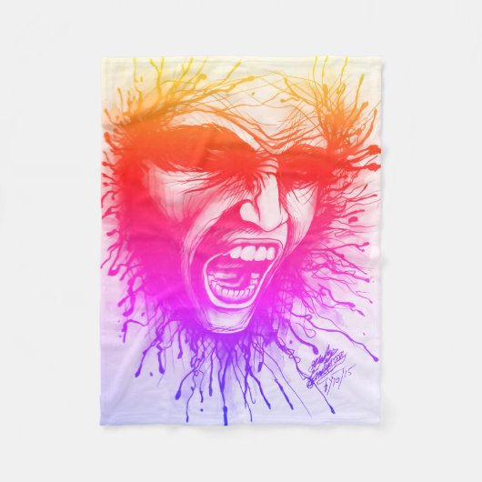 悲鳴顔 フリースブランケット (正面)