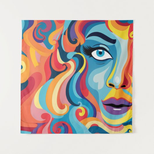 情はっきりした報の鮮やか渦 タペストリー (正面)