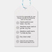 情報でパーソナライズされたニット気にした ギフトタグ (裏面)