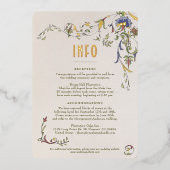 情報と詳細のヴィンテージビクトリアンフローラ結婚の 箔招待状 (正面)