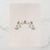 情報と詳細のヴィンテージビクトリアンフローラ結婚の 箔招待状 (裏面)