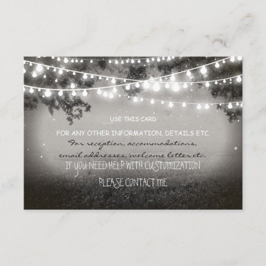 情報のための夜ランタンの結婚式の招待状 エンクロージャーカード (正面)
