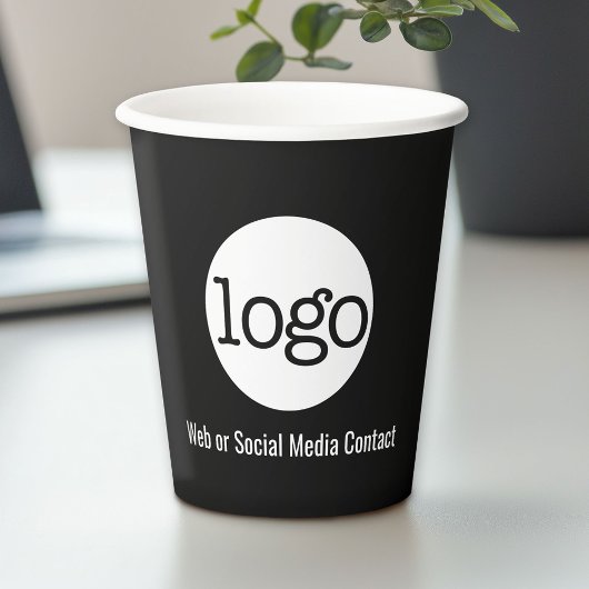 情報を含むビジネス連絡ロゴ – ミニマル黒 紙コップ