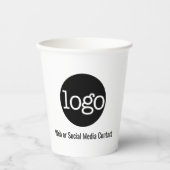 情報を含むビジネス連絡ロゴ – ミニマル黒 紙コップ (正面)