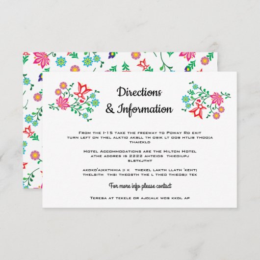 情報を結婚する民芸の花のメキシコフェスタ エンクロージャーカード (正面/裏面)