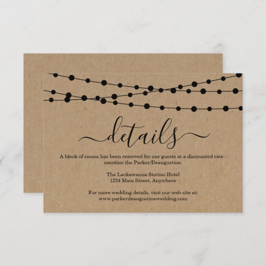 情報エンクロージャカード – 素朴 Kraft エンクロージャーカード (正面/裏面)