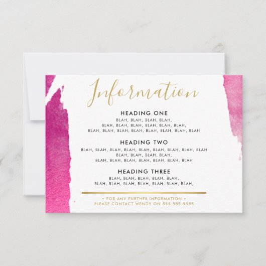 情報エンクロージャスモダンルプレッドピンク サンキューカード (正面)