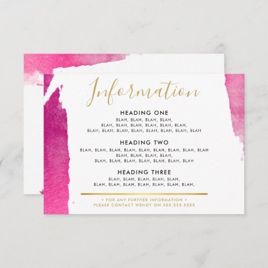 情報エンクロージャスモダンルプレッドピンク サンキューカード (正面/裏面)