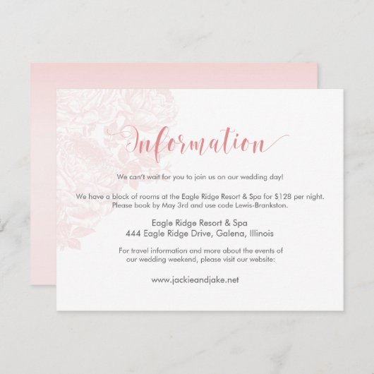 情報カードのヴィンテージのばら色のパステル: ローズクォーツ エンクロージャーカード (正面/裏面)