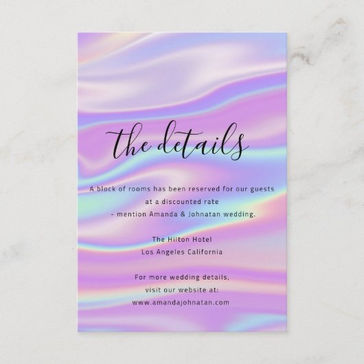 情報カード ウェディング ホログラフィック エンクロージャーカード (正面)