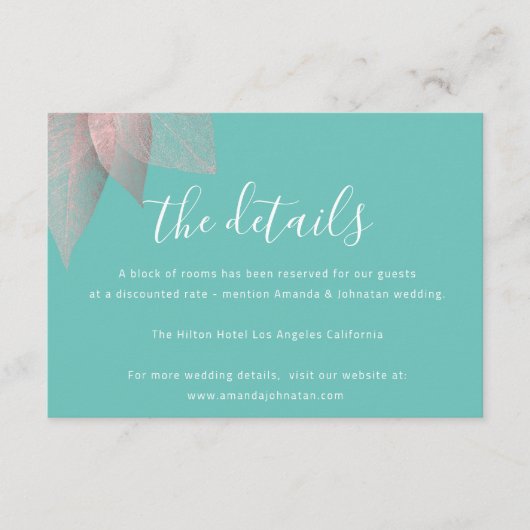 情報カード ウェディング 詳細 エンクロージャーカード (正面)