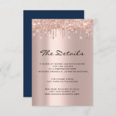 情報カード ウェディング 詳細 ネイビー エンクロージャーカード (正面/裏面)
