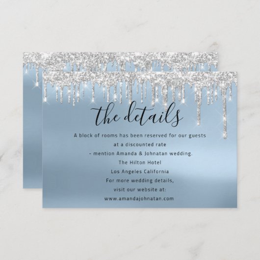 情報カード ウェディング 詳細 ブルー エンクロージャーカード (正面/裏面)