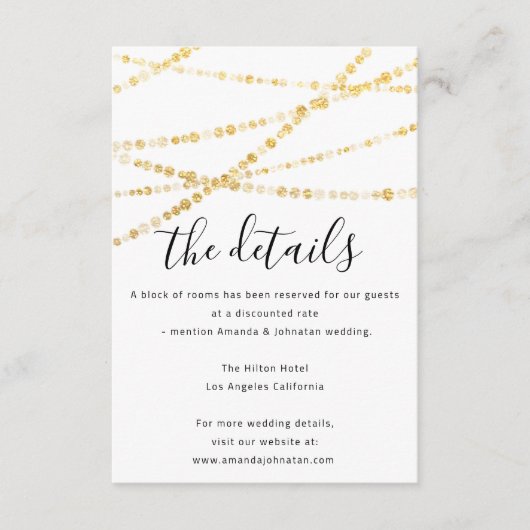 情報カード 結婚詳細 ゴールド エンクロージャーカード (正面)