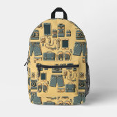 情報グラフィックプリントカットソーバッグ プリントバックパック (正面)