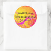 情報シール – ホットピンク抽象デザイン ラウンドシール (バッグ)