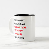 情報セキュリティ・アナリスト素晴らし、 ツートーンマグカップ (正面左)