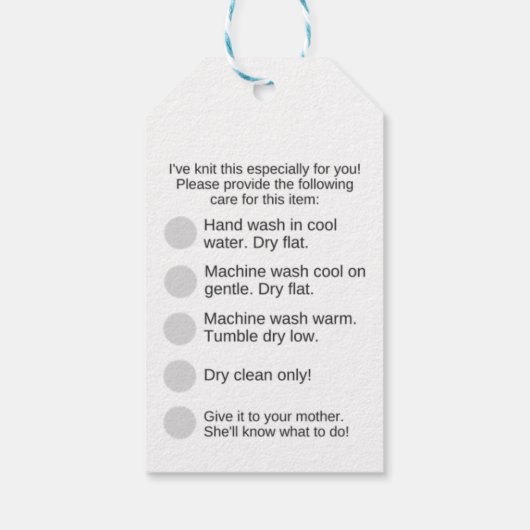 情報パーソナライズされたで手編み気にみ ギフトタグ (裏面)